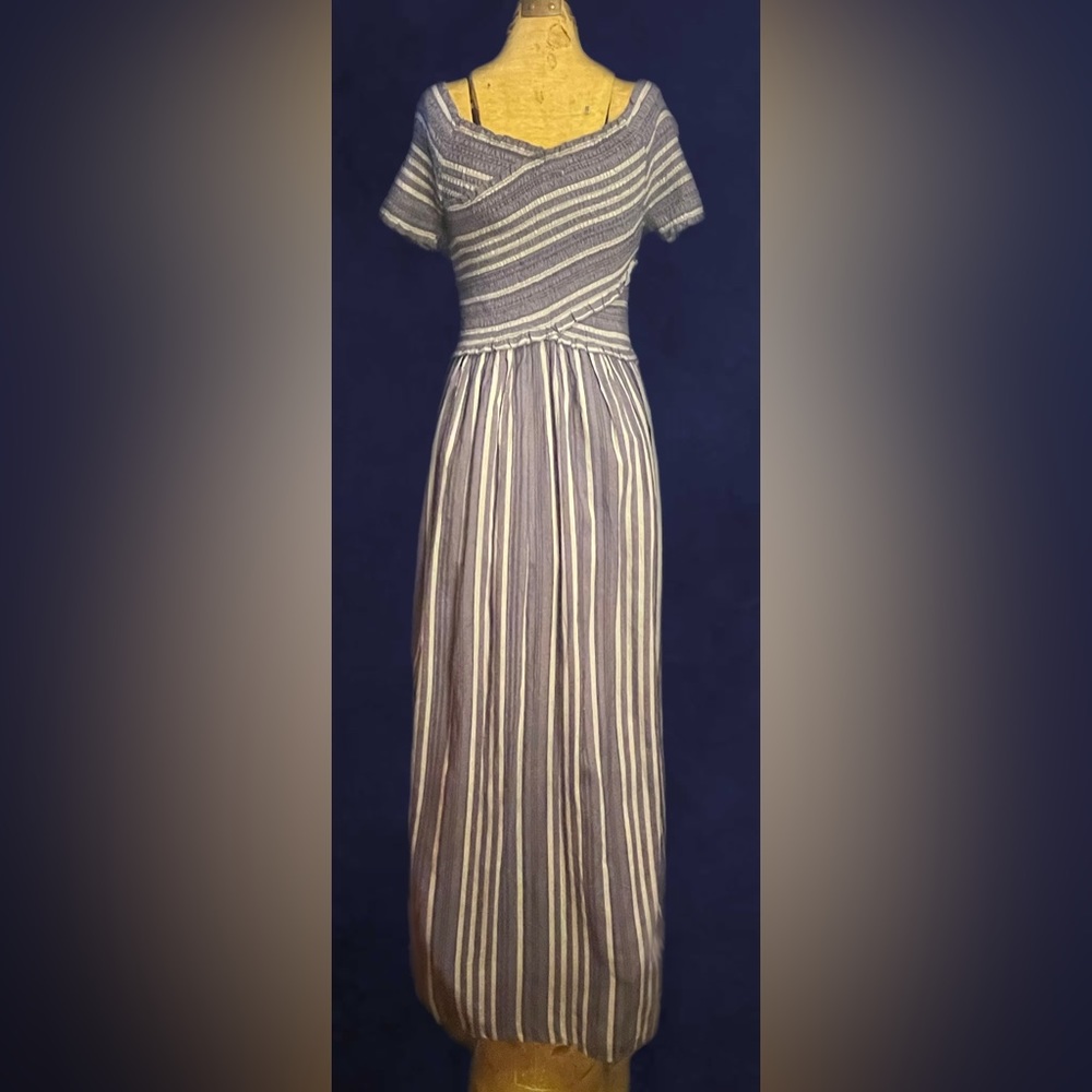 Japna Summer Resort Wear Maxi Dress Navy & White Stripe Size S